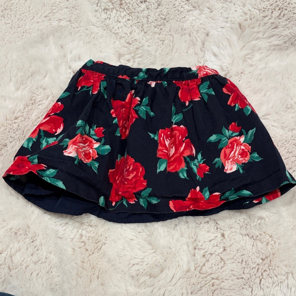 Janie and Jack 12-18 month Red Rose Print Cotton Skirt with Tulle and Lining